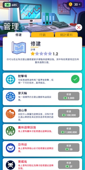 閑置主題公園大亨無廣告