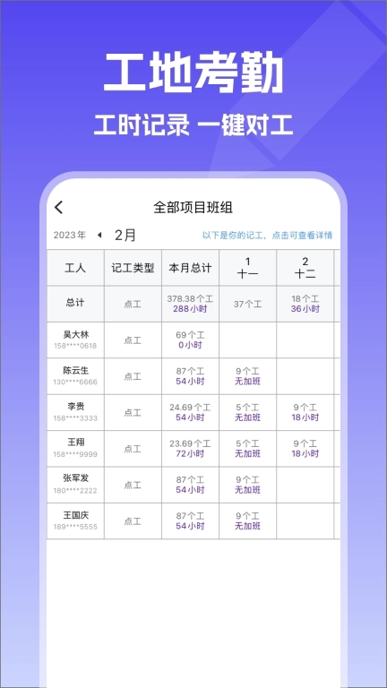 记账簿-建筑记工记账考勤表