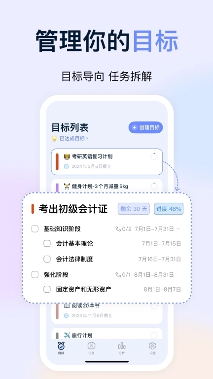 目标地图-目标管理，计划进度追踪