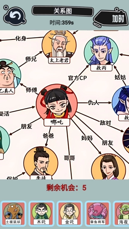 趣味连线挑战-哪吒关系网