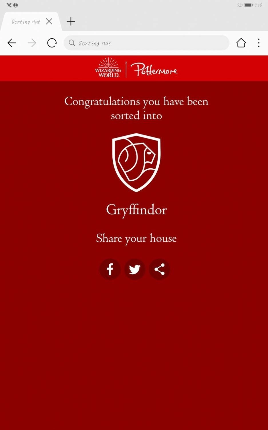 霍格沃茨分院测试官网中文版