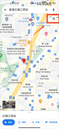 谷歌地图查看3D全景步骤2：点击右上角图标