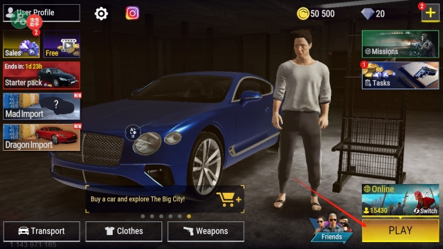 游戏主界面play按钮截图